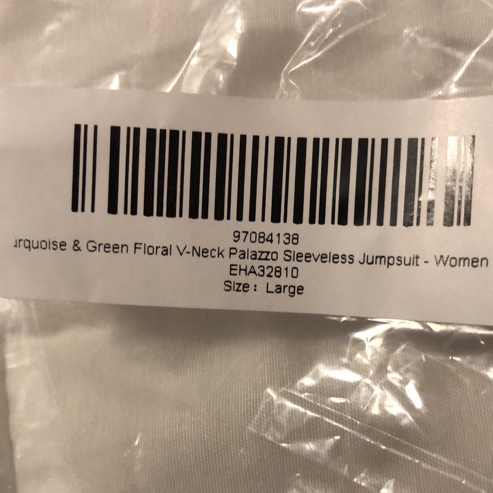 NIB Love You Dear Turquoise & Green Floral V Neck Palazzo Sleeveless Jumpsuit - Picture 7 of 10